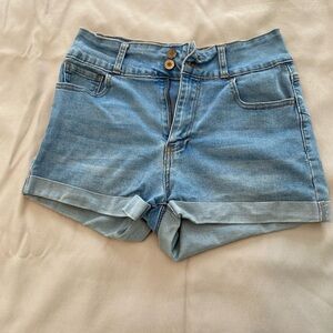 Forever 21 Blue High-Waisted Jean Shorts